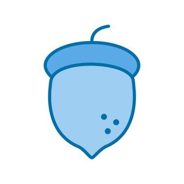 Meşe Palamudu Dolu Mavi Vektör Simgesi Tasarımı