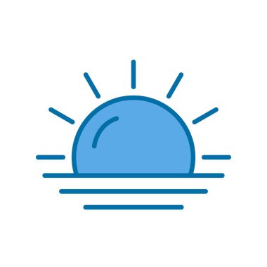 Güneş Doldurulmuş Mavi Vektör Simgesi Tasarımı