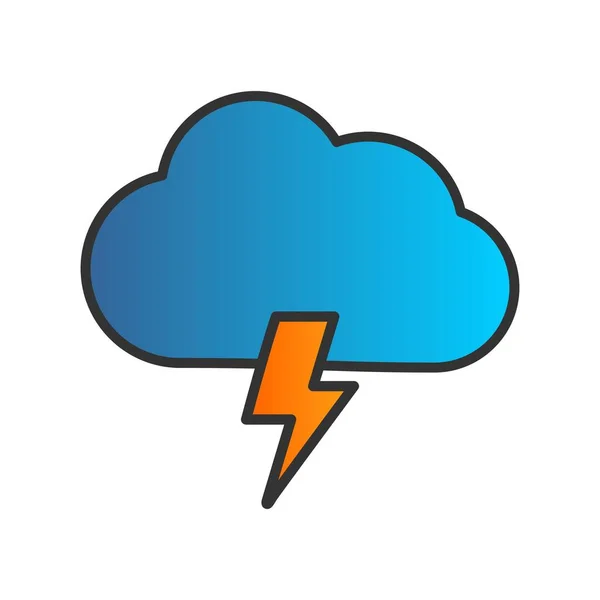 Nube Rayos Gradiente Llenado Vector Icono Desig — Vector de stock