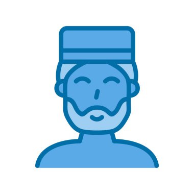 Müslüman Adam Mavi Vektör Simgesi Tasarımı Doldurdu