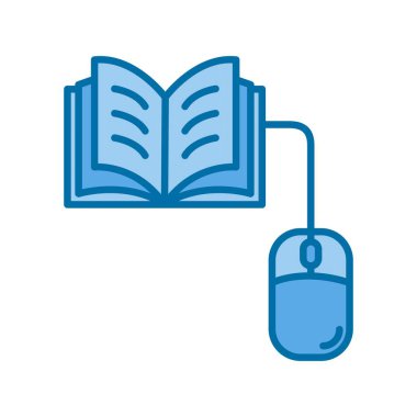 Çevrimiçi öğrenim Dolu Mavi Vektör Simgesi Tasarımı