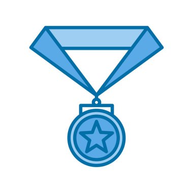 Madalya Doldurulmuş Mavi Vektör Simgesi Tasarımı