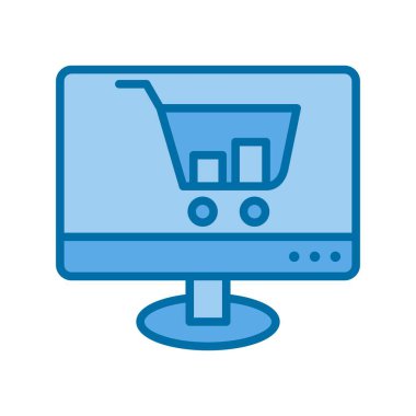 Alışveriş İçi Dolu Mavi Vektör Simgesi Tasarımı