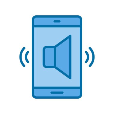Ses Dolu Mavi Vektör Simgesi Tasarımı