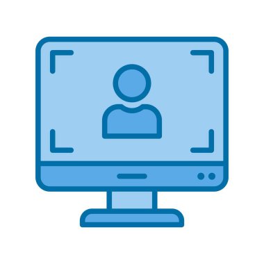 Bilgisayar Dolu Mavi Vektör Simgesi Tasarımı