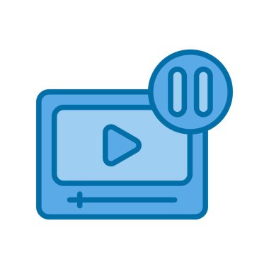 Mavi Vektör Simgesi Tasarımı Dolu Videoyu Duraklat
