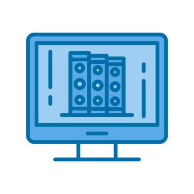 Çevrimiçi Dolu Mavi Vektör Simgesi Tasarımı