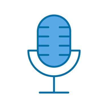 Mavi Vektör Simgesi Tasarımı Dolu Mikrofon