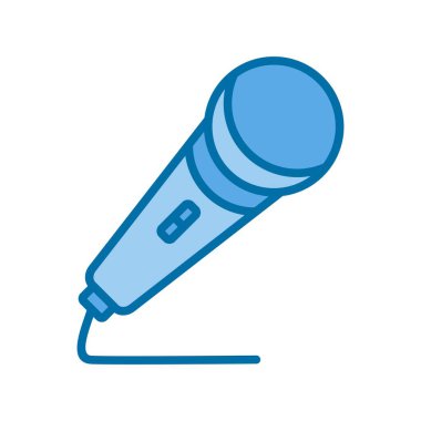 Mavi Vektör Simgesi Tasarımı Dolu Mikrofon