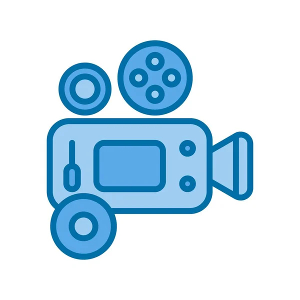 Videoaufzeichnung Gefüllt Blue Vector Icon Desig — Stockvektor