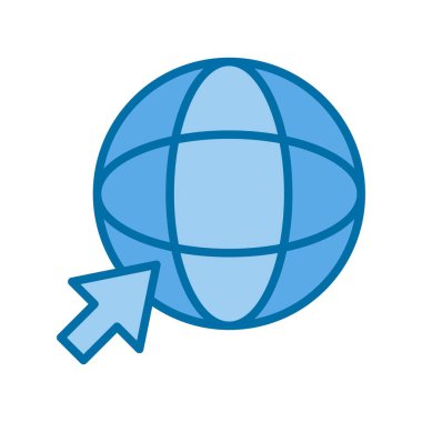 Çevrimiçi Dünya Dolu Mavi Vektör Simgesi Tasarımı