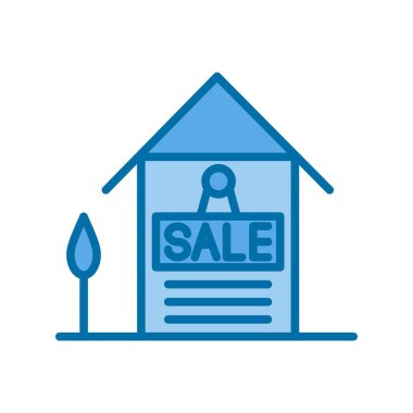 Ev Satışı Doldurulmuş Mavi Vektör Simgesi Tasarımı
