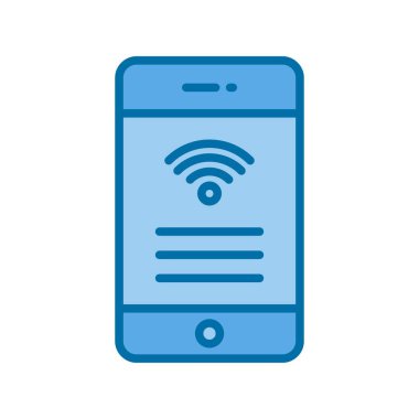 wifi Dolu Mavi Vektör Simgesi Desig
