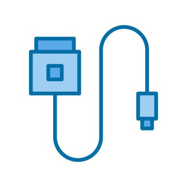 Veri Kablosu Doldurulmuş Mavi Vektör Simgesi Tasarımı