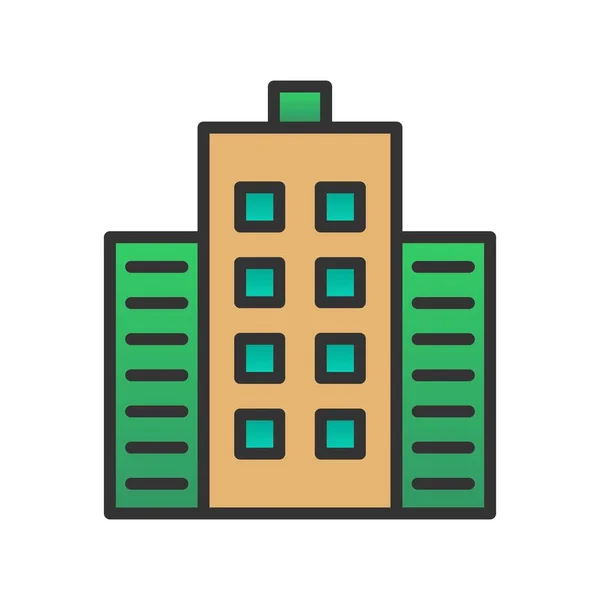 Edificio Lleno Gradiente Vector Icono Desig — Vector de stock