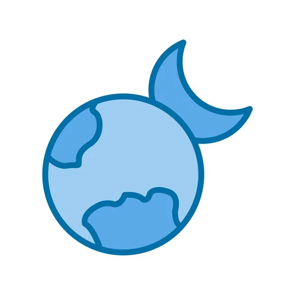 Welt Mond Gefüllt Blue Vector Icon Desig — Stockvektor