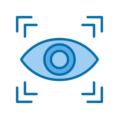 Göz Tarayıcı Mavi Vektör Simgesi Tasarımı Doldurdu