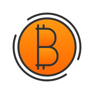 Bitcoin Doldurulmuş Gradyan Vektör Simgesi Tasarımı 