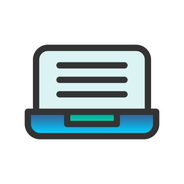 Laptop Doldurulmuş Gradyan Vektör Simgesi Tasarımı 