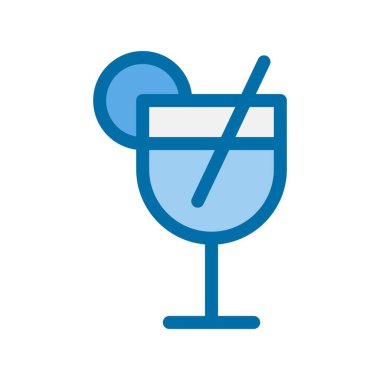 Kokteyl Dolu Mavi Vektör Simgesi Tasarımı