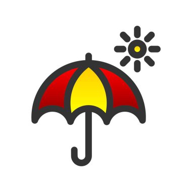 Şemsiye Doldurulmuş Gradyan Vektör Simgesi Tasarımı 