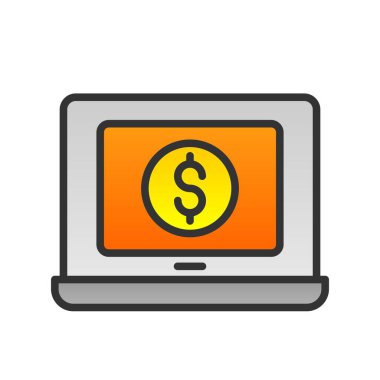 Laptop Satırı Gradyan Vektör Simgesi Tasarımı