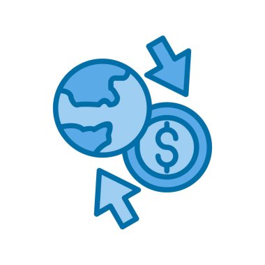 Dünya Dolu Mavi Vektör Simgesi Tasarımı