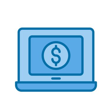 Laptop Mavi Vektör Simgesi Tasarımı