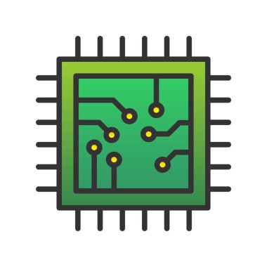 Gradyan Vektör Simgesi Tasarımı Doldurulmuş İşlemci Satırı