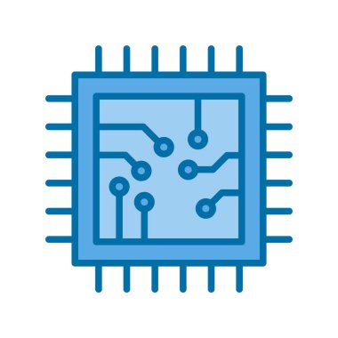 İşlemci Doldurulmuş Mavi Vektör Simgesi Tasarımı