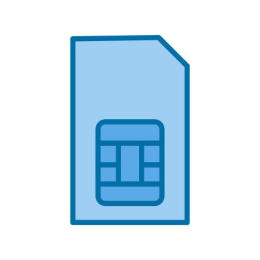 Sim Kart Doldurulmuş Mavi Vektör Simgesi Tasarımı