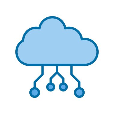 Mavi Vektör Simgesi Tasarımı Doldurulmuş Sunucu