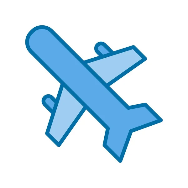Flugzeug Gefüllt Blue Vector Icon Desig — Stockvektor