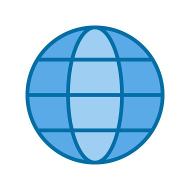 Dünya Dolu Mavi Vektör Simgesi Tasarımı