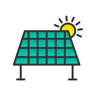 Güneş Çizgisi Doldurulmuş Gradyan Vektör Simgesi Tasarımı