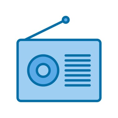 Radyo Dolu Mavi Vektör Simgesi Tasarımı