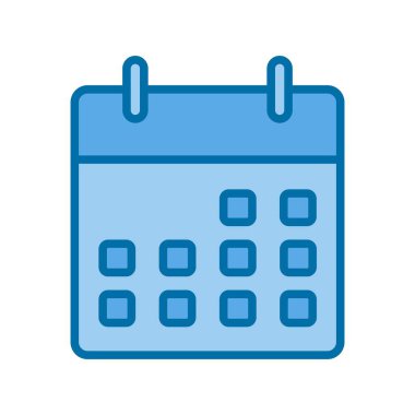 Takvim Doldurulmuş Mavi Vektör Simgesi Tasarımı