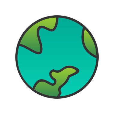 Dünya Satırı Dolu Gradyan Vektör Simgesi Tasarımı