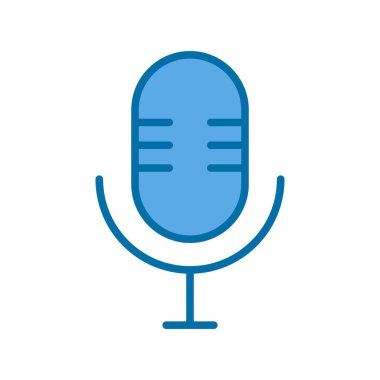 Mavi Vektör Simgesi Tasarımı Dolu Mikrofon