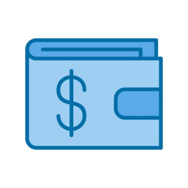 Cüzdan Doldurulmuş Mavi Vektör Simgesi Tasarımı