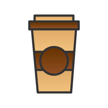 Kahve Kupası Satırı Gradyan Vektör Simgesi Tasarımı