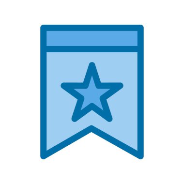 Yer İmleri Dolu Mavi Vektör Simgesi Tasarımı