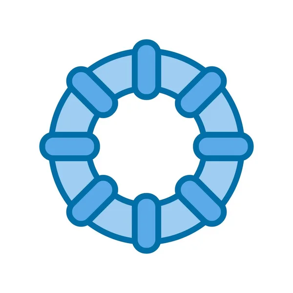 救生圈填充蓝色矢量Icon设计 — 图库矢量图片