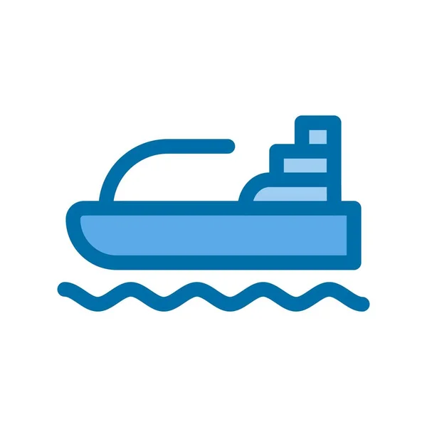 Speed Boat Filled Blue Vector Icon Desig — Stock Vector