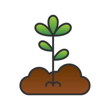 Filizler Doldurulmuş Gradyan Vektör Simgesi Tasarımı