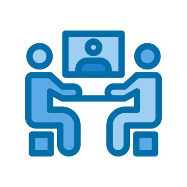 Çevrimiçi Toplantı Dolu Mavi Vektör Simgesi Tasarımı