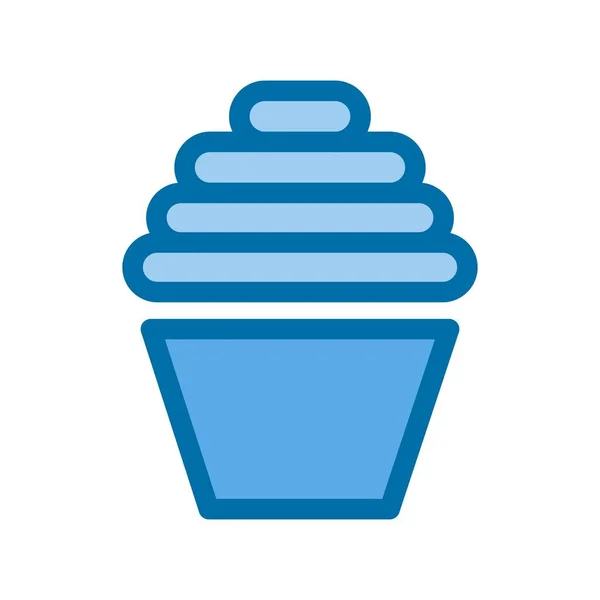 Cupcake Preenchido Azul Vetor Ícone Desig — Vetor de Stock