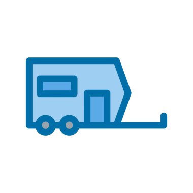  Kamp Minibüsü Mavi Vektör Simgesi Tasarımı