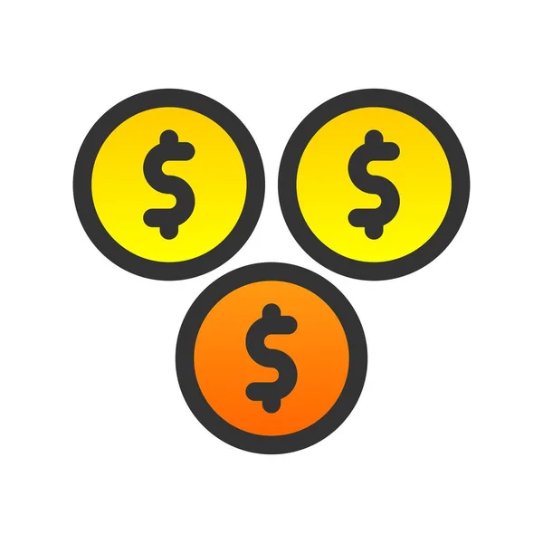 Monedas Rellenas Gradiente Vector Icono Desig — Vector de stock