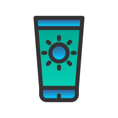 Güneş Kremi Doldurulmuş Gradyan Vektör Simgesi Tasarımı